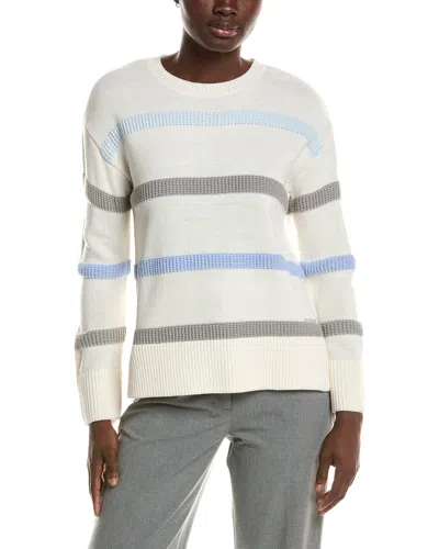 Halston Striped Long Sleeve Sweater In White