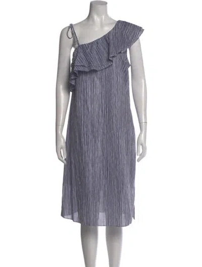 Pre-owned Halston Striped Midi Length Dress W/ Tags In Multi