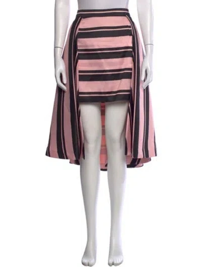 Pre-owned Halston Striped Midi Length Skirt In Pink
