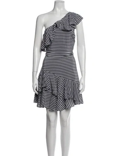 Pre-owned Halston Striped Mini Dress In Grey