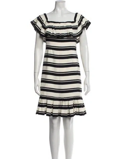 Pre-owned Halston Striped Mini Dress In Neutrals
