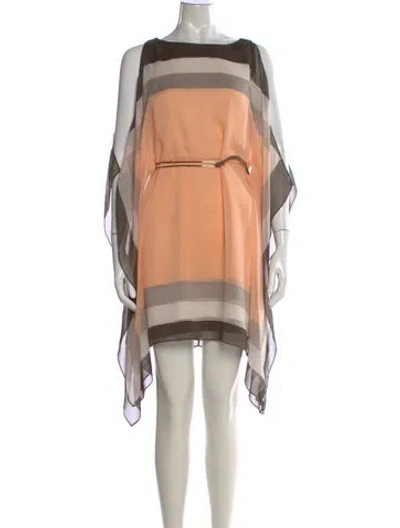 Pre-owned Halston Striped Mini Dress In Orange