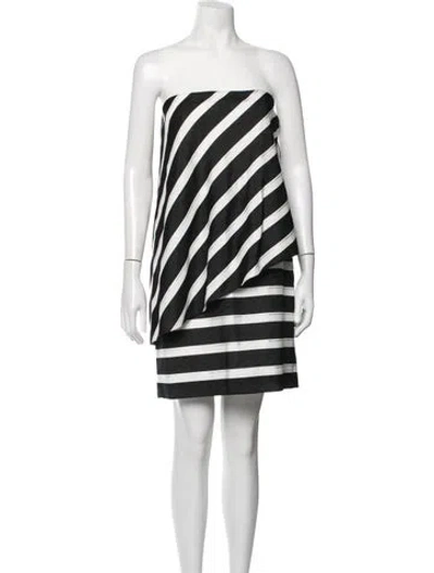 Pre-owned Halston Striped Mini Dress W/ Tags In Black/metallic