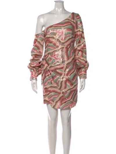 Pre-owned Halston Striped Mini Dress W/ Tags In Pink