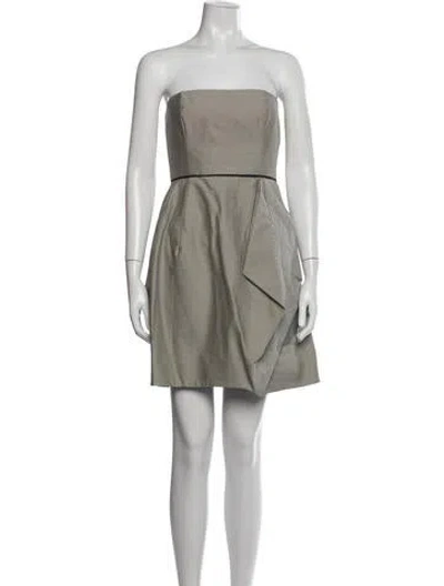 Pre-owned Halston Striped Mini Dress In White