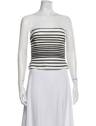 Pre-owned Halston Striped Strapless Top In White