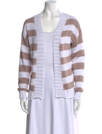 Pre-owned Halston Striped V-neck Sweater In Multi