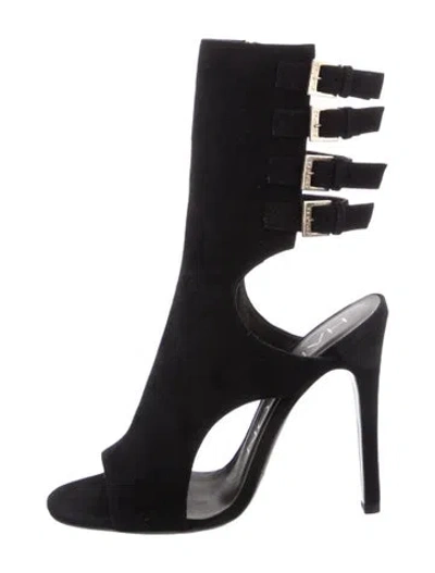 Pre-owned Halston Suede Boots In Black