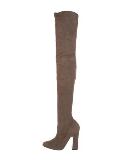 Pre-owned Halston Suede Boots In Brown