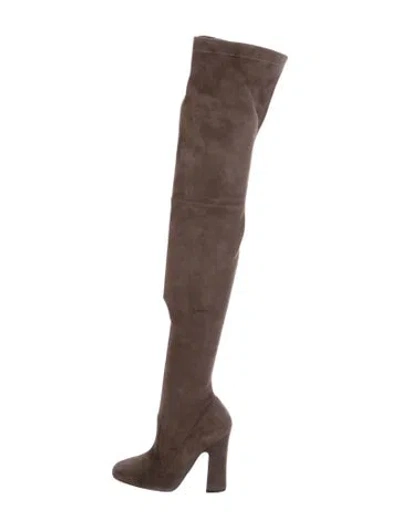 Pre-owned Halston Suede Boots In Brown