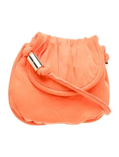 Pre-owned Halston Suede Crossbody Bag In Orange