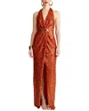 Halston Svetlana Pleated Sequin Column Gown