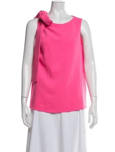 Pre-owned Halston Tie Neck Sleeveless Top In Pink