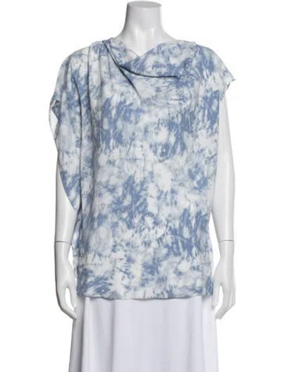 Pre-owned Halston Tie-dye Print Cowl Neck Top In Multi