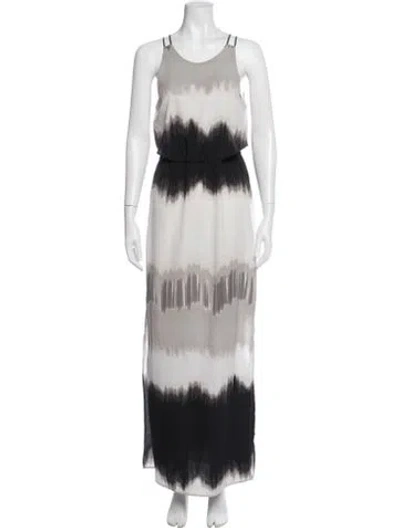 Pre-owned Halston Tie-dye Print Long Dress In Black/green