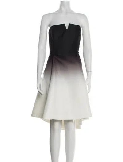 Pre-owned Halston Tie-dye Print Midi Length Dress In Black/brown/white