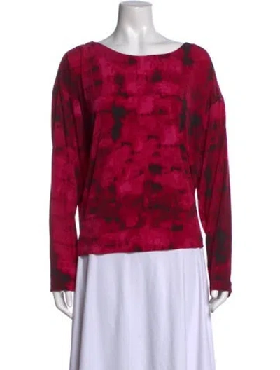 Pre-owned Halston Tie-dye Print Scoop Neck Top In Multicolor