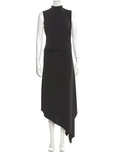 Pre-owned Halston Turtleneck Long Dress In Gray