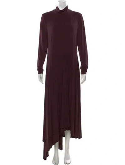 Pre-owned Halston Turtleneck Long Dress In Purple