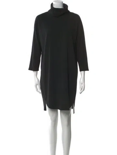 Pre-owned Halston Turtleneck Mini Dress In Black