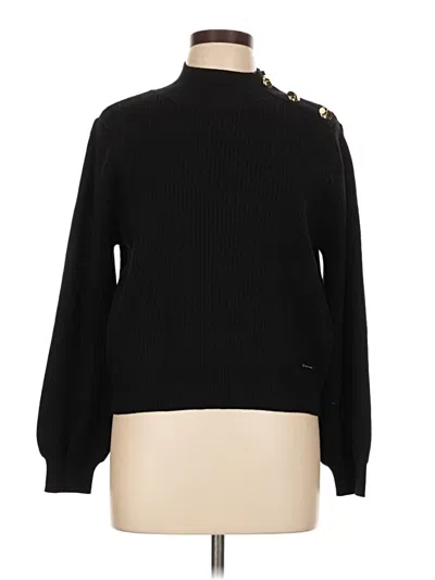Pre-owned Halston Turtleneck Sweater In Black