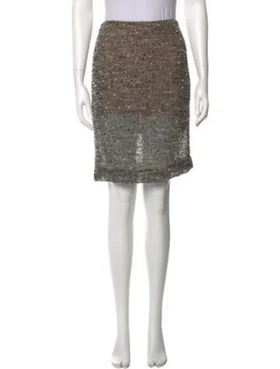 Pre-owned Halston Tweed Knee-length Skirt In Neutral