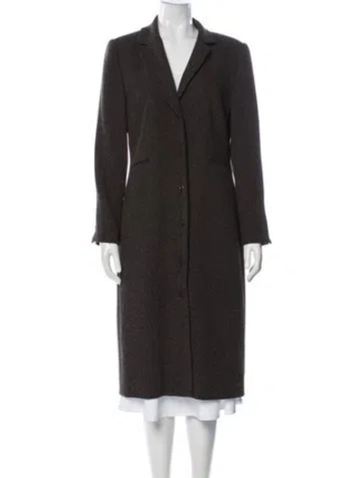 Pre-owned Halston Tweed Pattern Coat In Brown