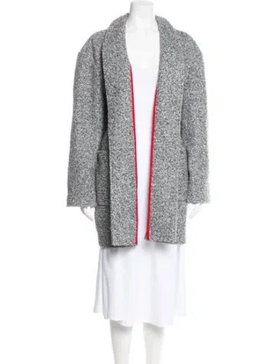 Pre-owned Halston Tweed Pattern Coat In Gray