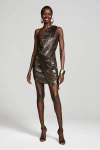 Halston Vail Dress In Striped Sequin In Black