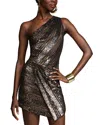 Halston Vail Womens Sequined Mesh Cocktail And Party Dress In Black