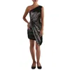 Halston Vail Womens Sequined Mesh Cocktail And Party Dress In Black