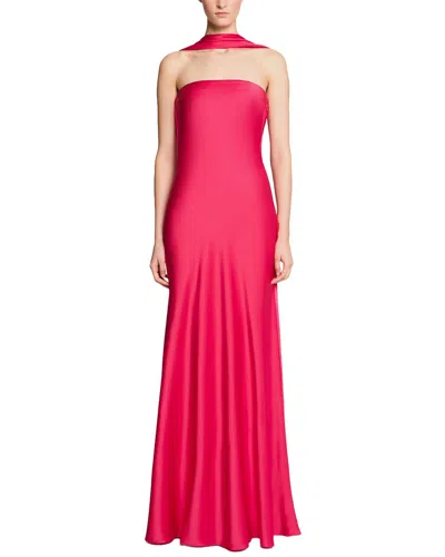 Halston Vali Crepe Gown In Red