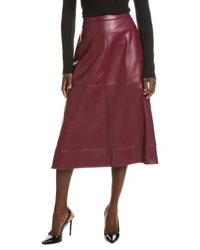 Halston Vegan Leather A-line Skirt In Burgundy