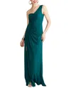 Halston Verdianna Ruched One-shoulder Crepe Gown