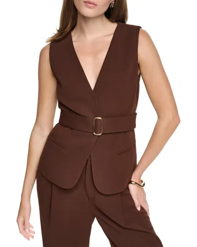 Halston Vest Top Belt Top In Brown