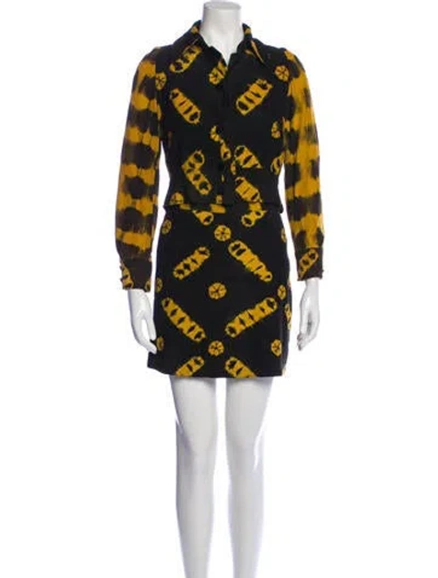 Pre-owned Halston Vintage 1968 Skirt Suit In Yellow