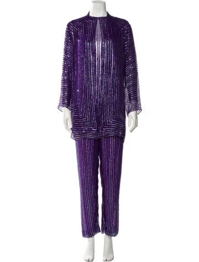 Pre-owned Halston Vintage 1970's Set In Purple