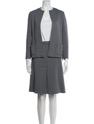 Pre-owned Halston Vintage 1970's Skirt Suit In Grey
