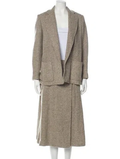 Pre-owned Halston Vintage 1970's Skirt Suit In Neutral