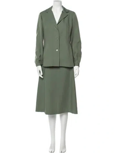 Pre-owned Halston Vintage 1978 Skirt Suit In Green