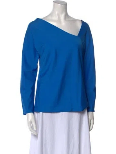 Pre-owned Halston Vintage 1980's Blouse In Blue