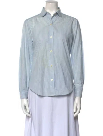 Pre-owned Halston Vintage 1980's Button-up Top In Blue