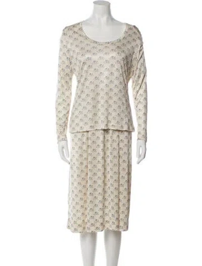 Pre-owned Halston Vintage 1980's Skirt Set In Neutral