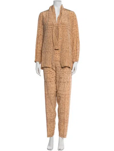 Pre-owned Halston Vintage 1980's Skirt Set In Neutrals