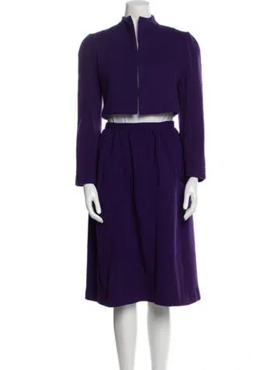 Pre-owned Halston Vintage 1980's Skirt Suit In Purple