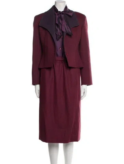 Pre-owned Halston Vintage 1980's Skirt Suit In Purple