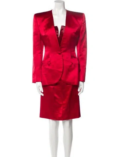 Pre-owned Halston Vintage 1980's Skirt Suit In Red