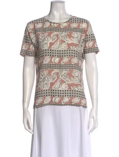 Pre-owned Halston Vintage Floral Print Top In Neutral
