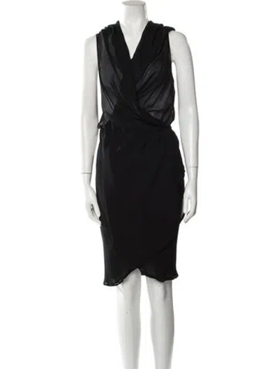 Pre-owned Halston Vintage Knee-length Dress In Black