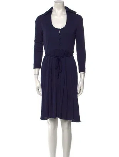 Pre-owned Halston Vintage Knee-length Dress In Blue